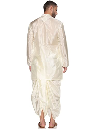 Mens Self Design Long Kurta with Dhoti Pant3