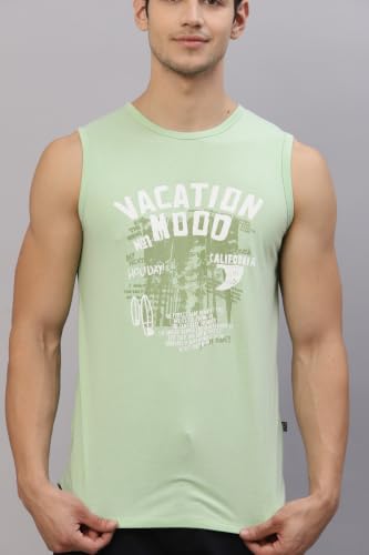Image of Rigo Stylish Cotton Printed Vest for Men | Round Neck,Regular Fit, Sleeveless T-Shirt Vest for Men | Casual Innerwear Sando for Men & Boys - Perfect for Workouts Gym, Vacations, and Beaches