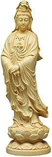 KESYOO Kwan Yin Statue Wooden Guanyin Sculpture Goddess of Mercy Quan Yin Sculpture Kwan Yin Figurine Chinese Feng Shui Collectible Bodhisattva Figurine for Home