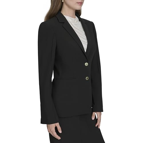 H HALSTON Women's Two Button Woven Office Workwear Blazer3