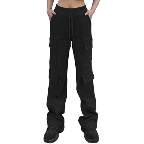 Nuofengkudu Women's High Waist Cargo Trousers Cover