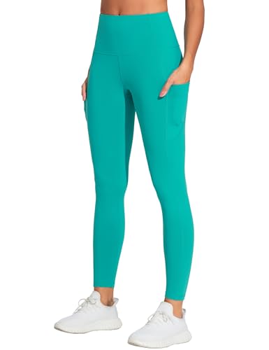 Image of THE GYM PEOPLE Thick High Waist Yoga Pants with Pockets, Tummy Control Workout Running Yoga Leggings for Women