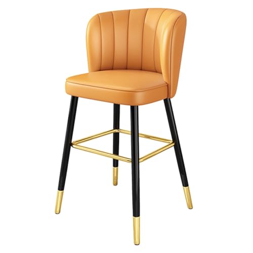 GIZNXBA Taburetes De Bar De Altura De Mostrador Sillas De Bar Altas De Cuero con Respaldo Sillas Modernas Tapizadas con Patas De Metal para Comedor, Oficina, Exposición, Cafetería(Yellow,75cm)