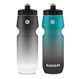 Amazon GLEKGLEK Squeeze Sports Water Bottle 750ml BPA Free, Leak Proof Drinks Bottle, Dishwasher Safe, for Exercise, Hiking, Cycling, Football (Black White/Green Black) #ad