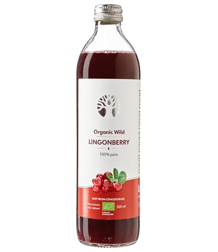 LOOV Organic Wild Lingonberry Juice 500 ml, 100% from Directly Pressed Lingonberries, Contains Polyphenols, No Sugar Added, No Water Added, Wild-Crafted from Nordic Forests