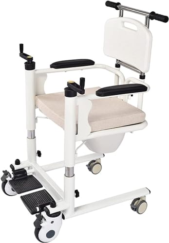 ポータブル患者リフト、バスルーム用車椅子 ソフトシートクッション付き移動用車椅子 手動車椅子 高齢者用軽量ベッドサイド車椅子 障害者高齢者用