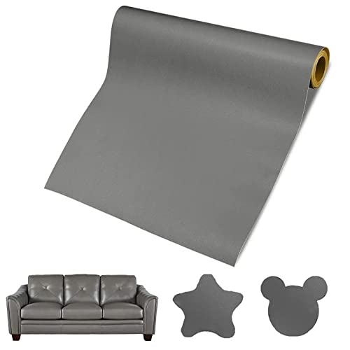 LZYKJGS Parche de piel autoadhesivo, 60 x 137 cm, kit de reparación, piel autoadhesiva para sofás, asientos de coche, silla de oficina, cabecero, bolsos (gris oscuro)