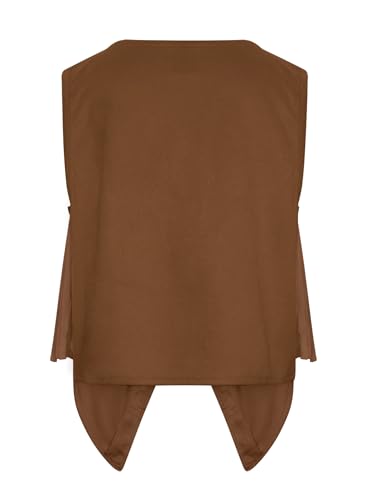 Hansber Kids Western Cowboy Cowgirl Tassel Outfits Sleeveless Faux Suede Fringe Vest Elastic Waistband Vest4