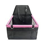 YZWNF Pet Car Seat for Hyundai Genesis Sedan/Genesis Coupé DH BH 2008-2013 2014 2015 2016 2017 Dog Car Seat with Leash Portable Dog Bed for Car Washable Foldable Car Pet Bag,Black and Pink
