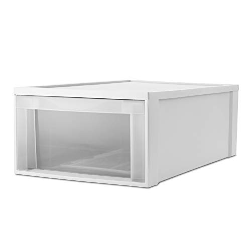 Starplast Under the Bed Drawer Unit: 1 Piece Low-Profile Storage Bin with Transparent Clear Pull-Out Drawer, 28.9 x 17.3 x 10 Inches, 2 Colors 74-944