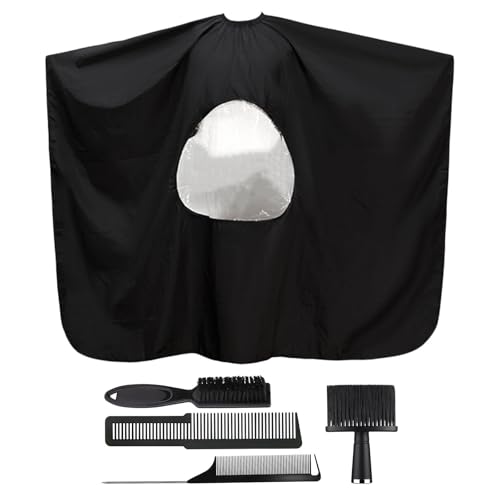 Ensemble d'outils de coiffure salon : peigne à queue, brosse à barbe, plumeau de cou et cape