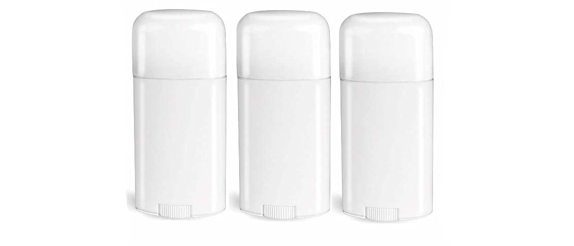 Deodorant Container - Empty - 2.65 Ounce - Twist-Up Refillable Plastic Tube for Deodorants - Cosmetic Crafts - Pack of 3 – Oval Cap- By Natural Farms