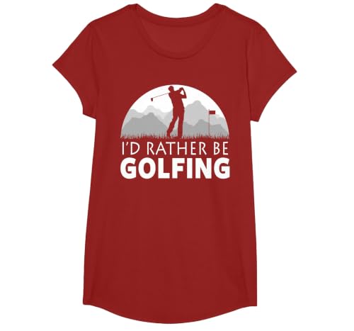 Golf I'd Rather BE Golfing Funny Golf T-Shirt, Girls, Cranberry Red, Medium