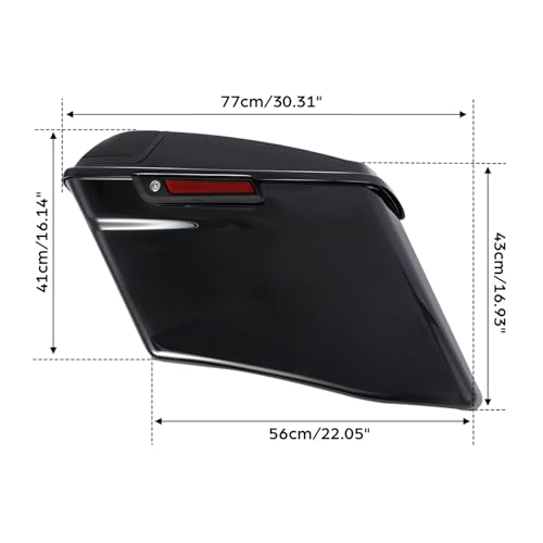 Alforjas duras estiradas negras de 4 pulgadas con tapa para altavoz 5x7 para Harley Touring FLT FLHT FLHTCU FLHRC Road King Road Glide Street Glide Electra Glide Ultra-Classic 2014 en adelante miniatura 3