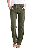 Acelitt Womens Casual Drawstring Pants Elastic Waist Comfy Trousers with Pockets Green Large