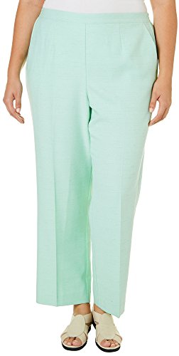 Alfred Dunner Womens Plus Classic Fit Heathered Straight Leg Pants Green 18W