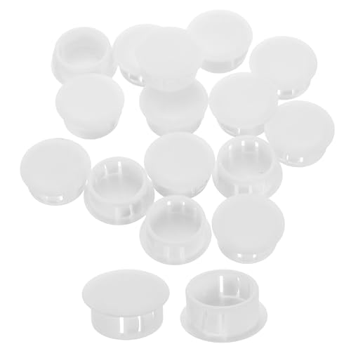 sourcing map 20Pcs Plastic Hole Plugs, 22mm(7/8") Flush Type Panel Plugs, Round Snap Knockout Locking Plugs for Furniture Insert End Caps Panels, White