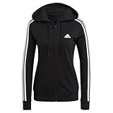Design moderno adidas Essentials Full, Felpa con Cappuccio E Zip Donna, Nero Bianco, XS