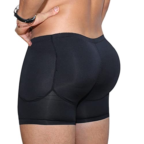 Traceless Invisible Hip Enhancer Shaper Briefs Breathable Butt Lifting Belly Control Short 4 Pad (Color : Black, Size : X-Large) #TOP4