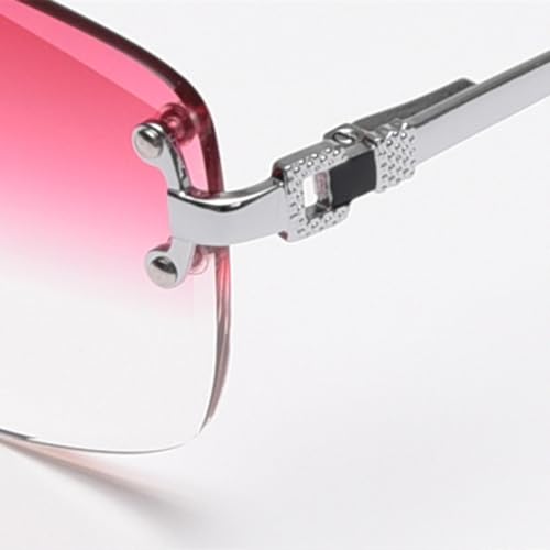 Gradient Lens Metal Sunglasses Rimless Blue Uv400 Brown Women Sun Glasses for Men4