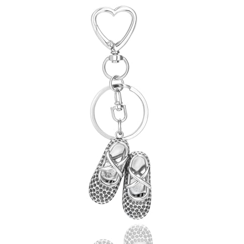 Bag Charm Heart-Shaped Keychain with Ballet Dancer, Bunny Backpack, Ballet Shoes Purse Charms for Handbags 3D Keychain