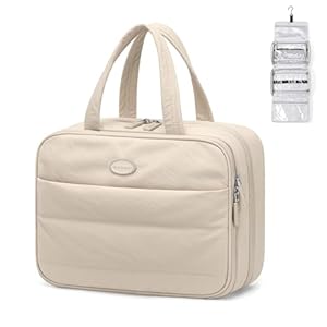 Bolsa de Aseo Hombres y Mujer, Bolsa de Maquillaje de Viaje Organizador de Cosmético Neceser Maquillaje para Mujeres,Neceser de Viaje,Albaricoque,8.6L