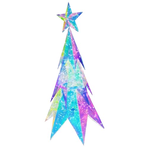 Árbol de Navidad prismático de 21 pulgadas con acabado iridiscente y USB 2