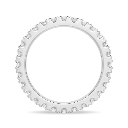 MSBLUE® 2.2mm Moissanite Eternity Band, 14K White Gold Vermeil Wedding Band Ring for Women, Rhodium Finish2