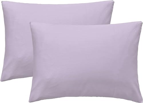 Image of Soft Pillow Covers 21 x 34 Inches - Egyptian Cotton 600 Thread Count Set of 2 Pillow Cover Set Envelope Closure Hotel Quality Pillowcase - Lavender