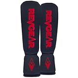 Revgear Dominator Muay Thai Shin Guard, MMA Shin Guard, Kickboxing, Cloth Shin Guard with Instep Strong Protection, Lightweight Durable (Large)
