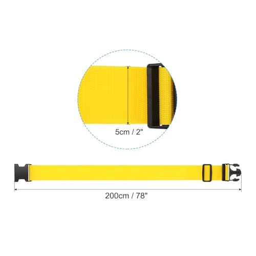 Image of PATIKIL Luggage Strap with Luggage Tag and Loop 78 inchx2 inch, 3 Set Adjustable Suitcase Belt for Travel Packing Bag Closure Identify, Yellow
