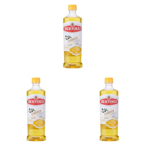 Image of Bertolli Classico Olive Oil- Pure Olive Oil- All purpose cooking oil- Mild Taste-Grilling, Roasting-Italian Brand World no 1- From the makers of Figaro- 500ml Bottle (Pack of 3)
