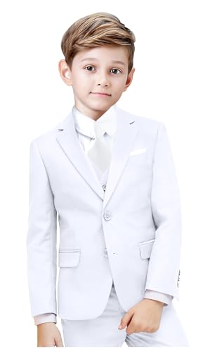 Image of Suit for Boy Formal Slim Fit Tuxedo 5 Pieces Kids Toddler Wedding Outfit Blazer Pants Vest Set Boys Suits