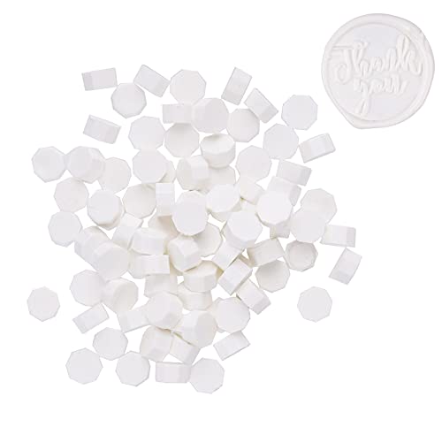 LSYGXYZ - 102 perles de sceau octogonales blanches, cire premium