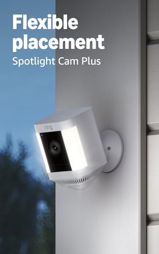 Image of Ring Battery Doorbell (newest model), Speckled Gray with Ring Spotlight Cam Plus, Battery, White