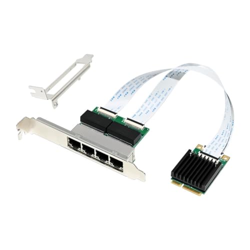 Fangxuee Tarjeta de Red MiniPCIE Gigabit Ethernet Adaptador Ethernet 4xRJ45 Puerto 10/100/1000Mbps I350-T4 Tarjeta de Red Ethernet SAS