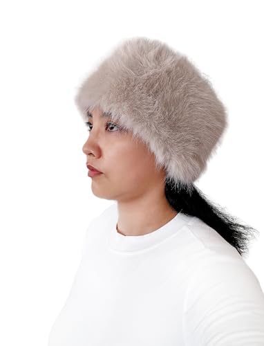 Lina & Lily Women's Winter Headband Head Ear Warmer Long Pile Faux Fur (Beige) - Image 3