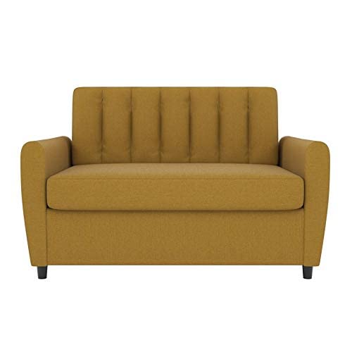 Novogratz Brittany Sleeper Sofa With Memory Foam Mattress, Mustard, Twin #TOP2