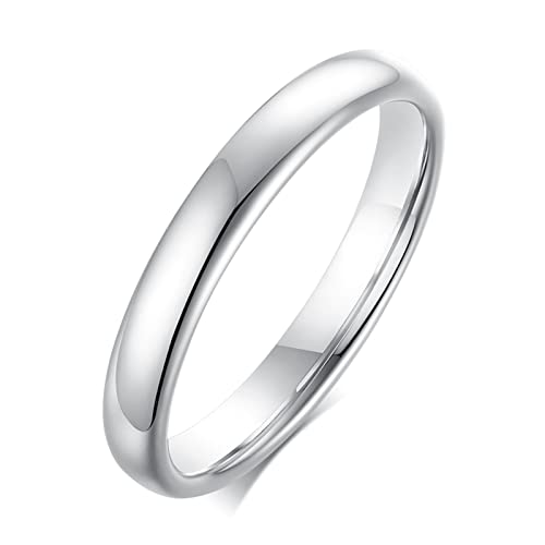 KnBoB Alliance Homme Tungstene, Bague Gothique Femme Taille 57 3MM Argent Bande Simple Et Polie Cover