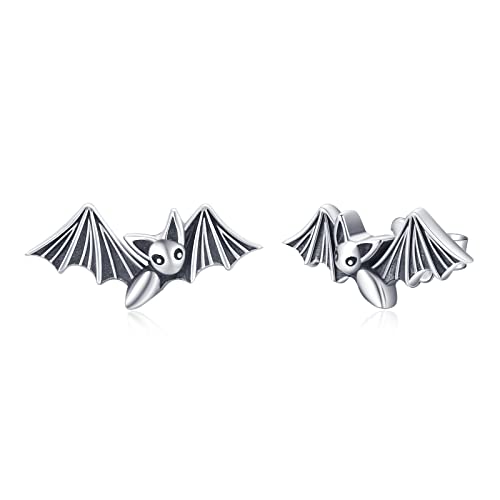 Pendientes murciélago plata de ley 925 pequeños animales góticos para niñas y mujeres