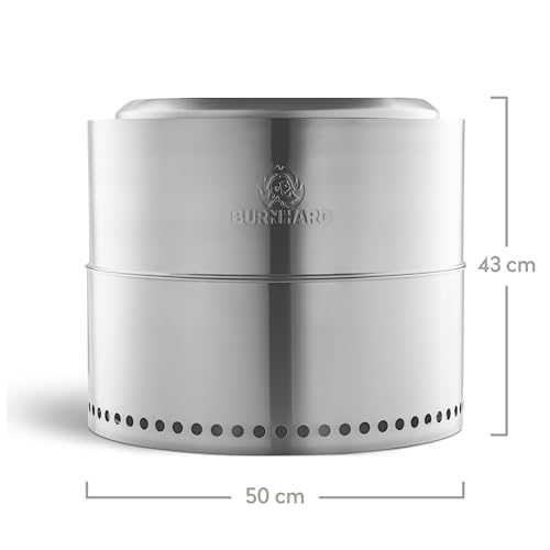 BURNHARD Feuerschale Edelstahl 50 cm, inkl. Aufbewahrungstasche, Feuertonne, Feuerkorb, raucharme Sekundär-Verbrennung, langlebig & mobil für Garten, Terrasse & Balkon – Bild 3