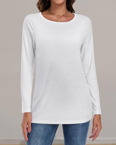 Long Sleeve Shirts for Women Basic Crew Neck Fall Tops Casual Fit T Shirts2