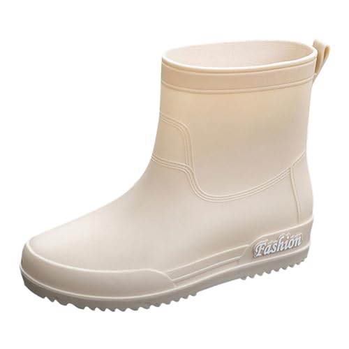 Water Shoes - Botas de agua para mujer, versión coreana, color sólido, tubo corto para viajes y senderismo (2), beige, 37 EU