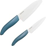 京セラ セラミック 包丁 2本 セット 軽く 鋭く キレイに切れる 三徳 小 14cm ペティ 11cm 硬いから切れ味が長く続く バイオ樹脂 ハンドル ダルブルー GF-B1411DBU-2P-AZ 【Amazon.co.jp限定】