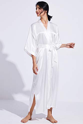Image of PRODESIGN Satin Kimono Robe Women Long Silky Kimono Bathrobe Sleepwear Wedding Bridesmaid Robe