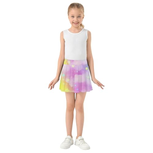 Joisal Running Athletic Shorts Girls Skorts Tennis Skirts Kids Girl Skort Pastel Rainbow Gradient Stars 4t3