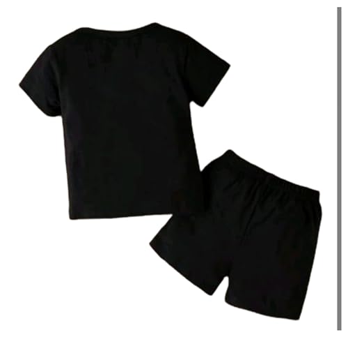 Image of 'Mom+Dad' - 'Smile' - 'D7' Text Printed Cotton Baby Black Clothing Sets /Tshirt-Shorts 3 different designs (Boys /Girls Born Baby to 6 Years) (0-3Months)