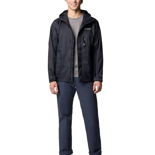 Columbia Herren Pouring Adventure Jacket Wasserdichte Regenjacke, Schwarz, L EU