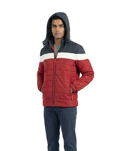 Image of Men's Thermal Jacket Triple Layer Insulated Winter Coat | Water Repellent Windproof Jacket with Detachable Hood | Warm Fleece Lined Travel Outdoor Jacket for Men