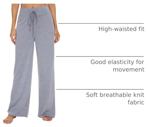 Image of LOCUBE Women's Pajama Pants, Soft Comfy High-Waist Wide-Leg Lounge Pants with Drawstring and Pockets